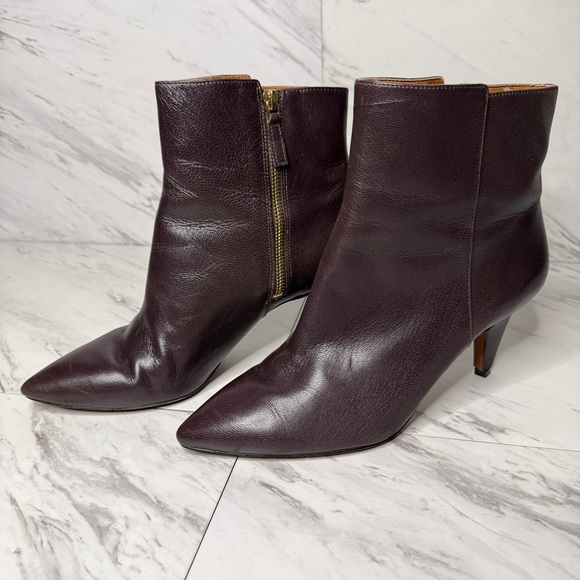 Nine West Junia Chocolate Brown Leather Ankle Boots SZ 9.5 - Picture 4 of 6